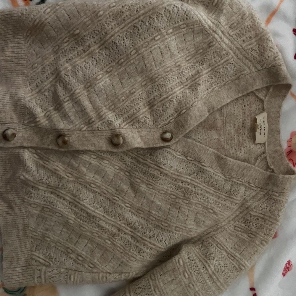 Sezane Beige Cardigan Sweater